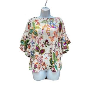 H&M ruffle sleeves top with floral print size 12